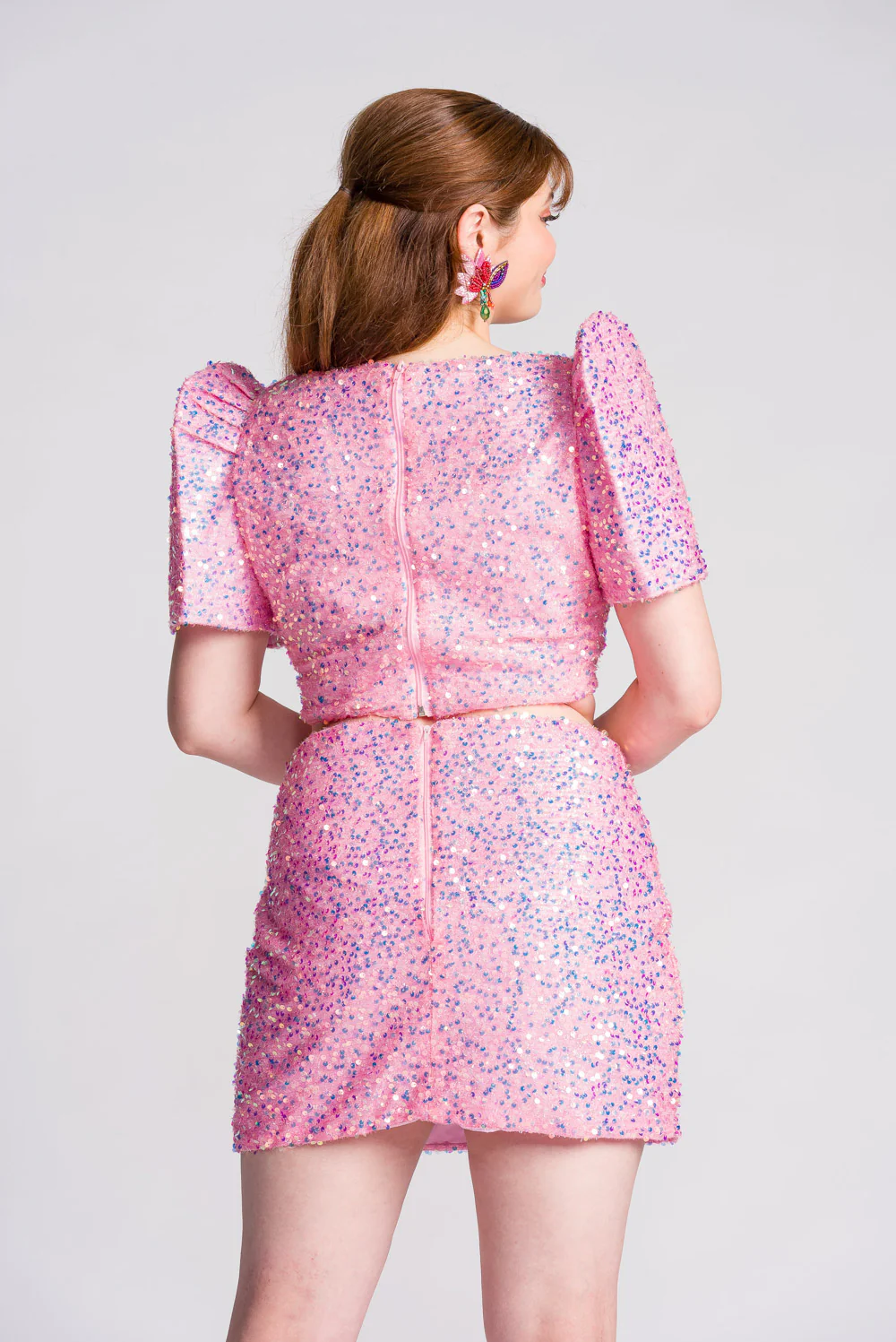 'Binibini' Sequin Modern Filipiniana Crop Top (Pastel Pink) - Image 14