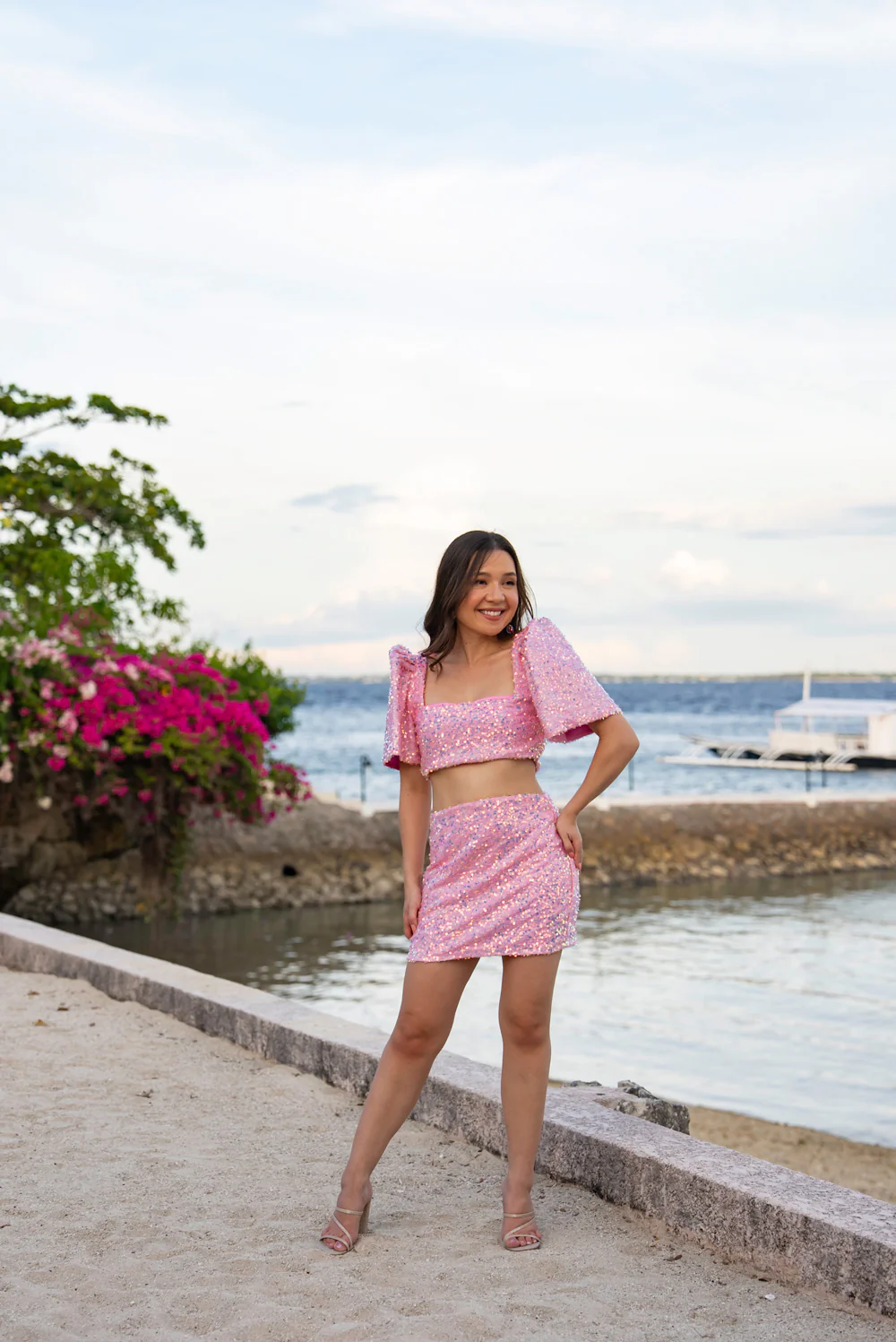 'Binibini' Sequin Modern Filipiniana Crop Top (Pastel Pink) - Image 25