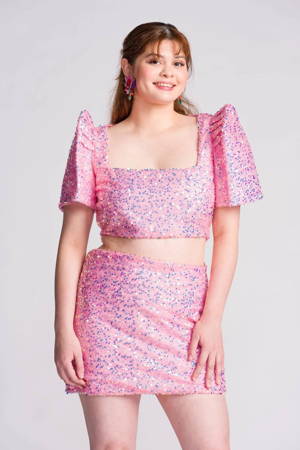 'Binibini' Sequin Modern Filipiniana Crop Top (Pastel Pink) - Image 12