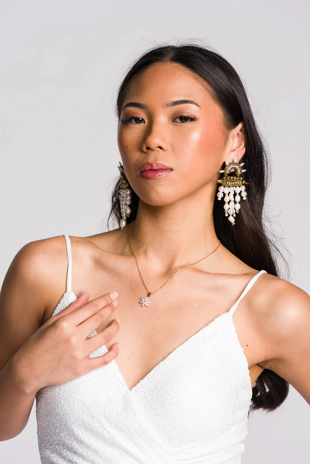 'Selene' Sequin Formal & Bridal Dress (Ivory White) - Image 3