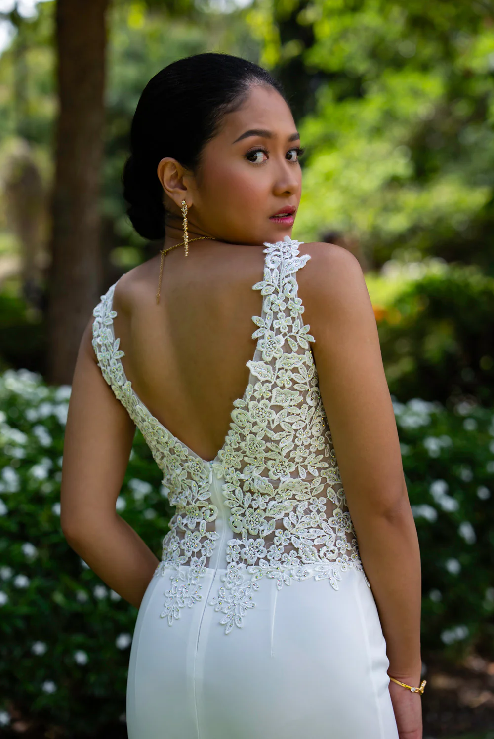 'Florence' Floral Embellished Formal & Bridal Dress (Ivory White) - Image 6