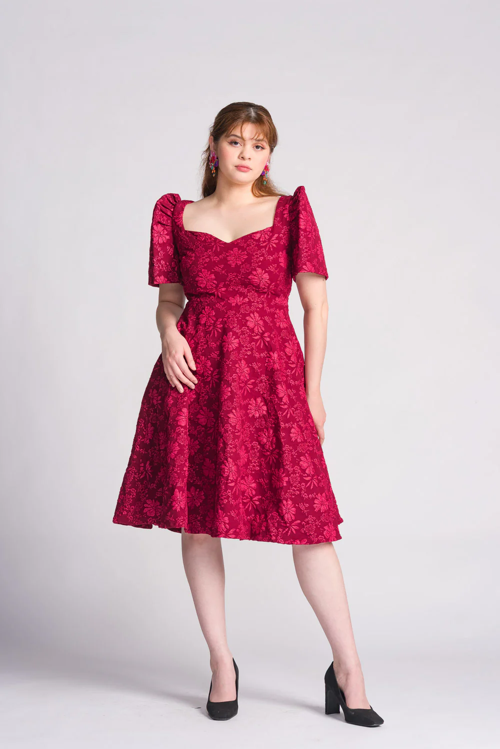 'Love' Midi Filipiniana Dress (Rose Red) - Image 16