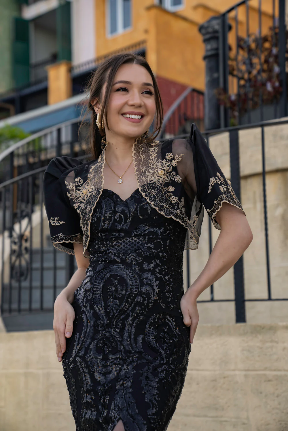 'Mayari' Sequin Mermaid Prom & Formal Gown (Black) - Image 7