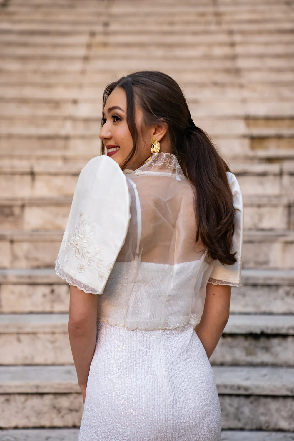 'Selene' Sequin Formal & Bridal Dress (Ivory White) - Image 21