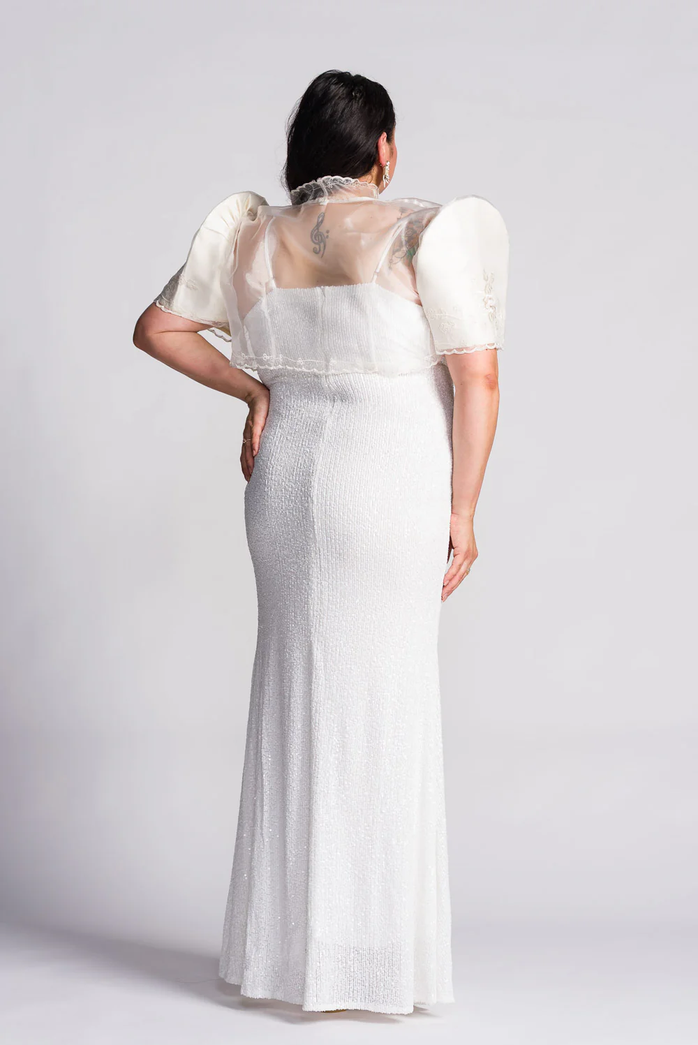 'Selene' Sequin Formal & Bridal Dress (Ivory White) - Image 9