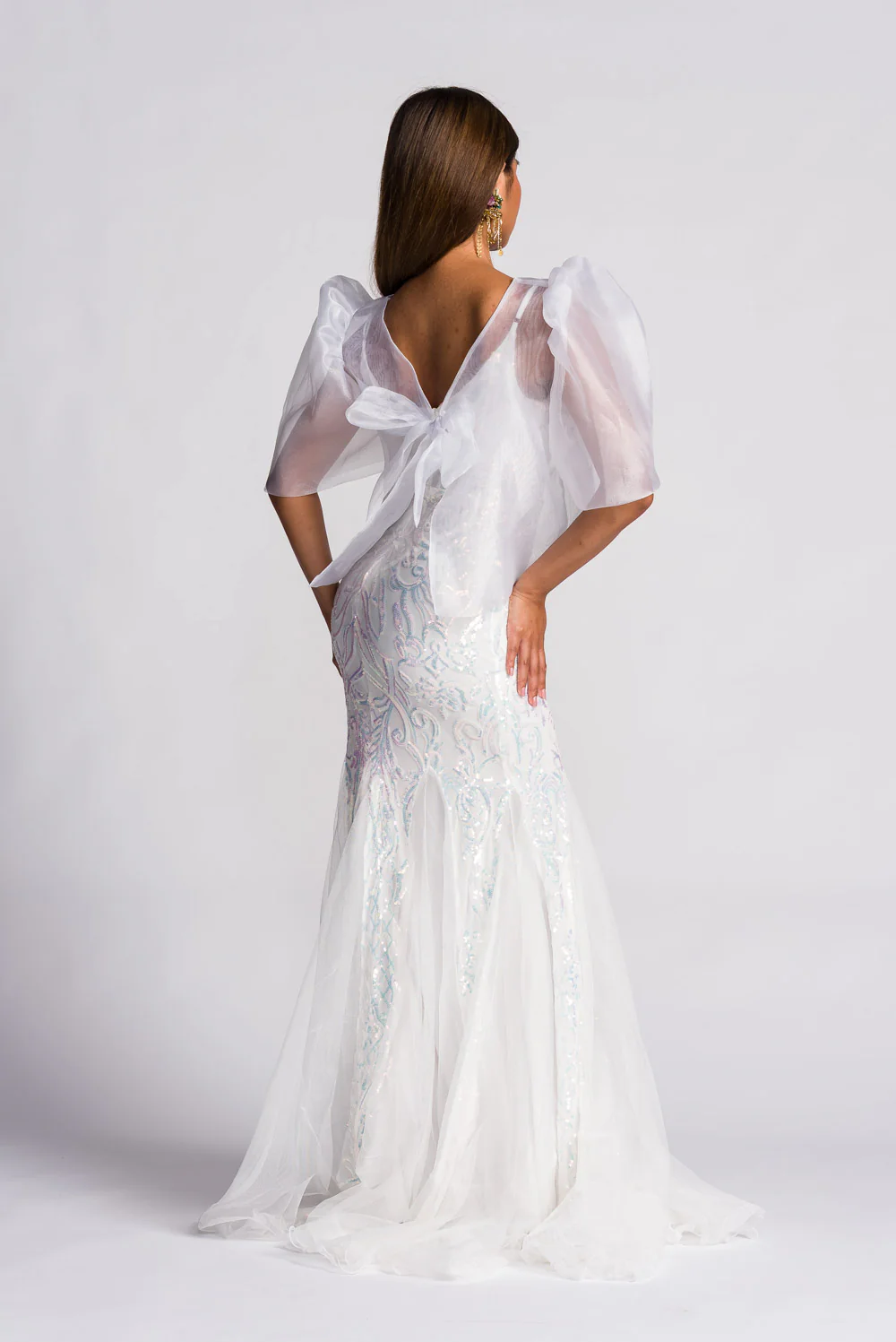 'Dahlia' Ribbon Tie-Up Modern Filipiniana Blouse (Snow White) - Image 17